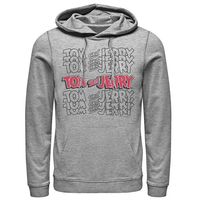 Mens Tom And Jerry Logo Stack Hoodie, Mens Athletic Grey Product Image