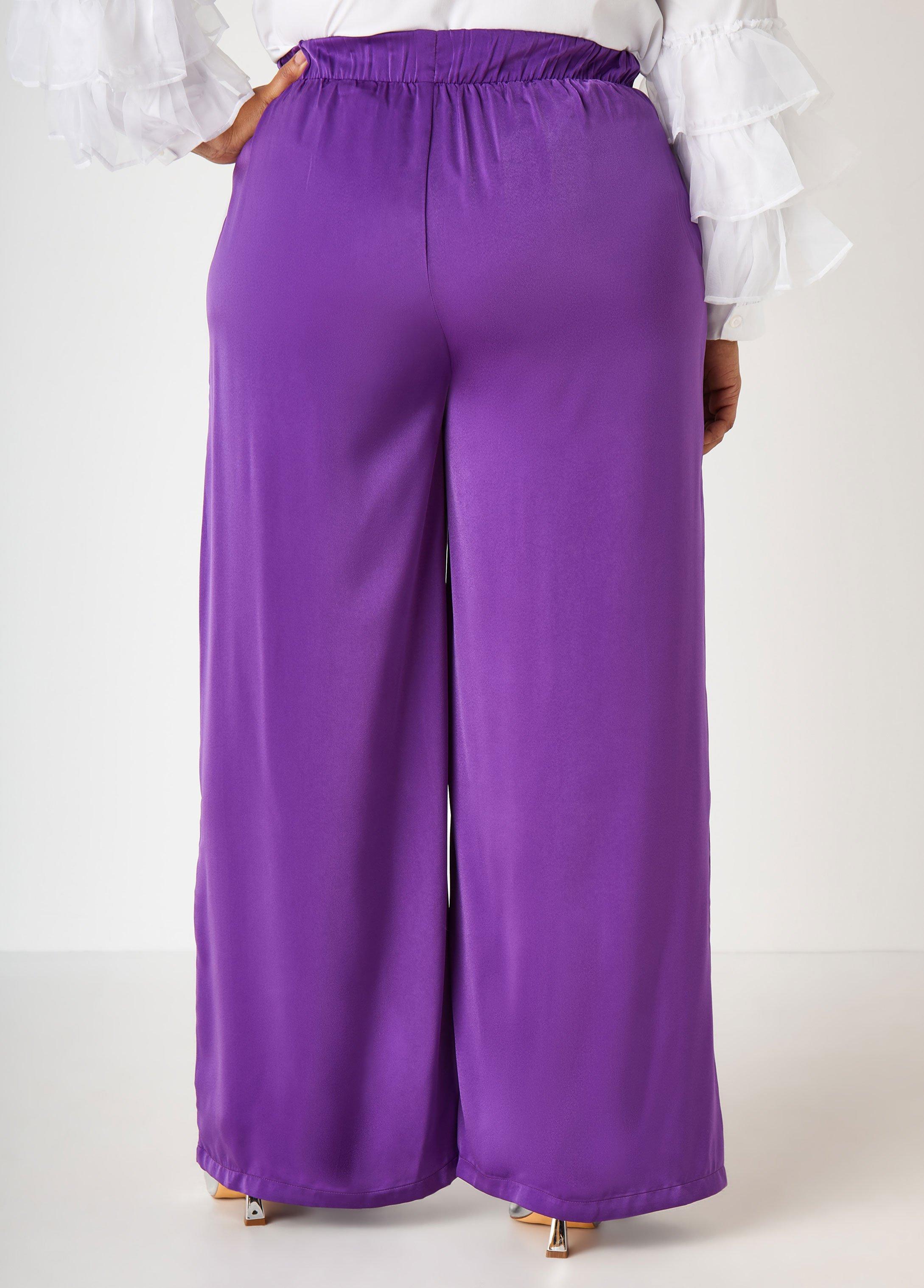 Satin High Rise Wide Leg Pants Product Image