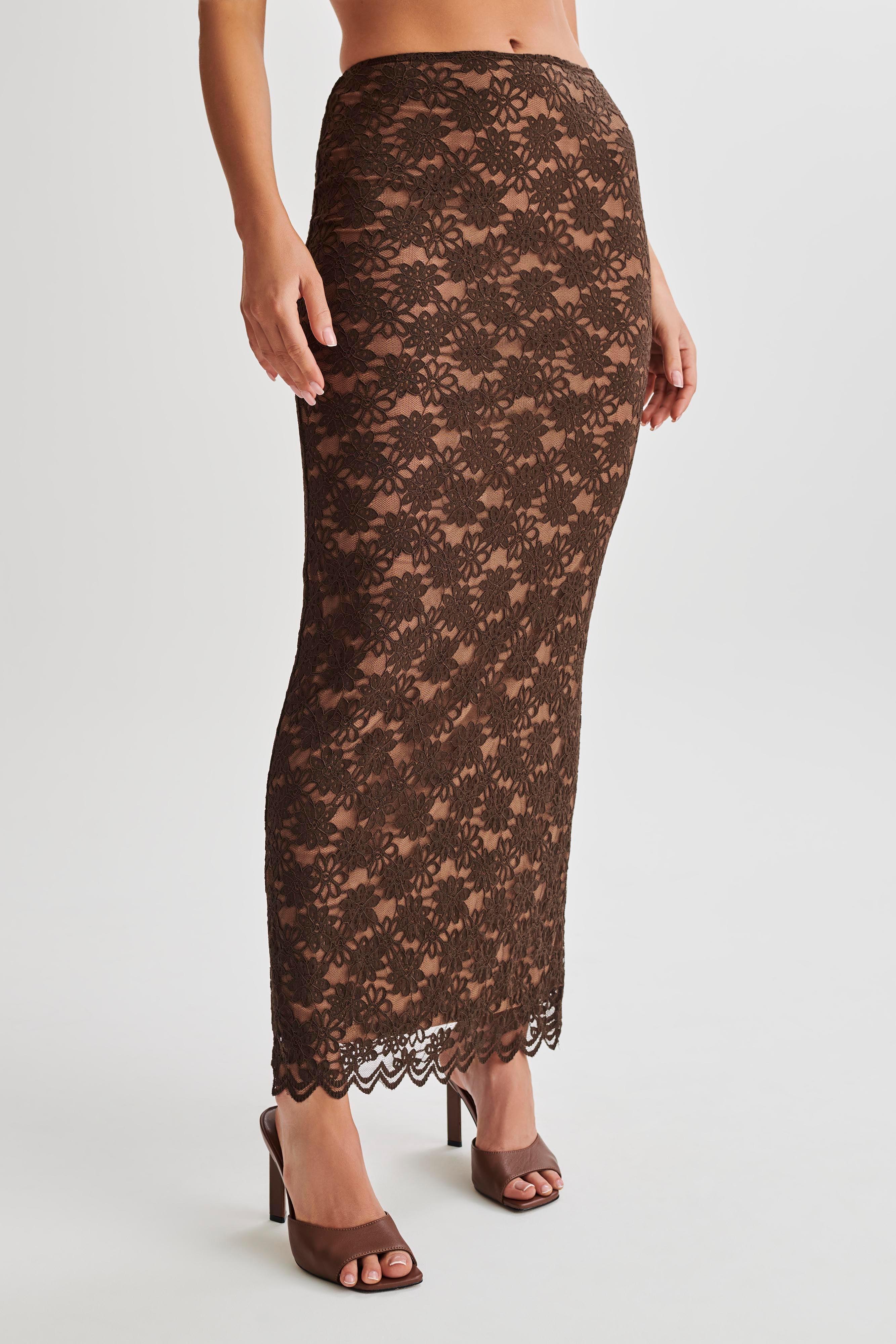 Elska Lace Maxi Skirt - Chocolate Product Image