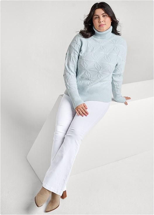 Diamond Cable Turtleneck Sweater Product Image