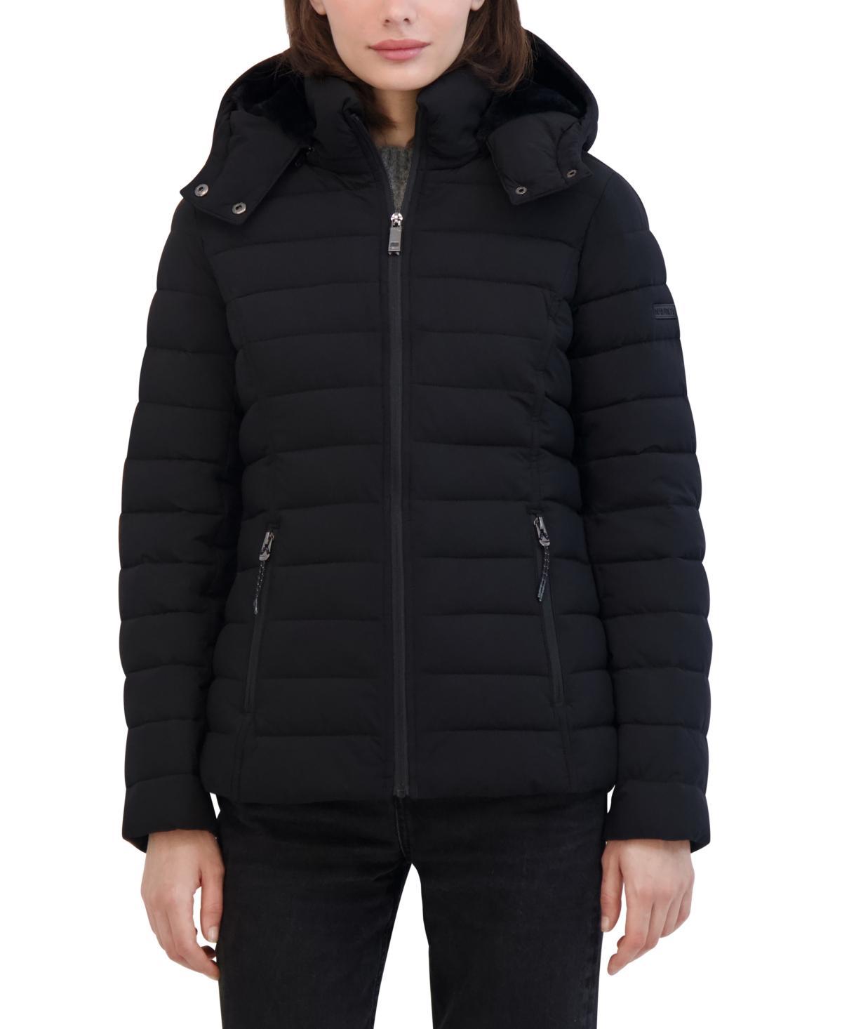 Nautica Womens Faux-Fur-Trim Hooded Packable Puffer Coat Product Image