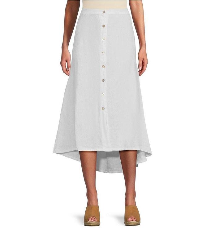 Bryn Walker Cinzia Light Linen Elastic Waist High-Low Hem A-Line Skirt Product Image