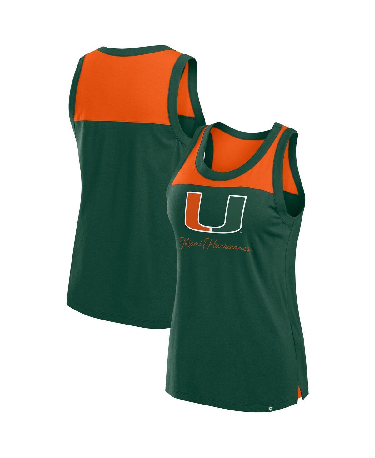 Fanatics Womens Green Miami Hurricanes Crosley Colorblock Tank Top Product Image