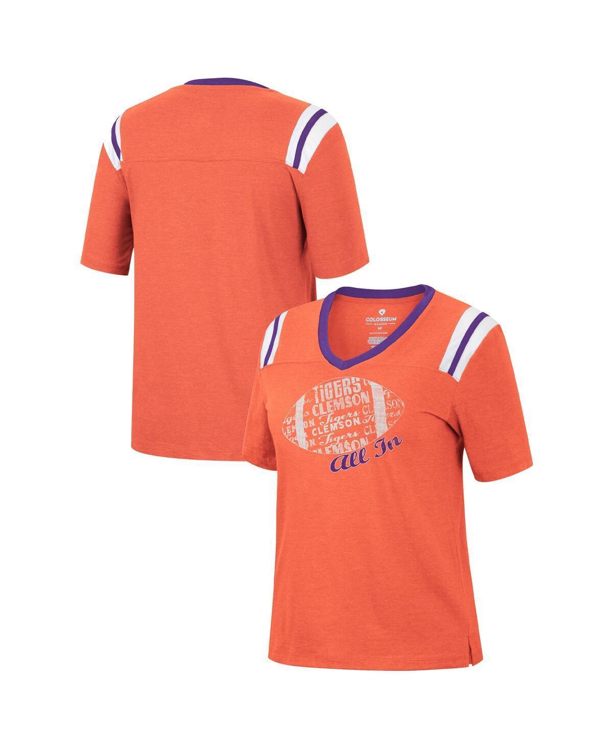 Womens Colosseum Heathered Clemson Tigers 15 Min Early Football V-Neck T-Shirt Product Image