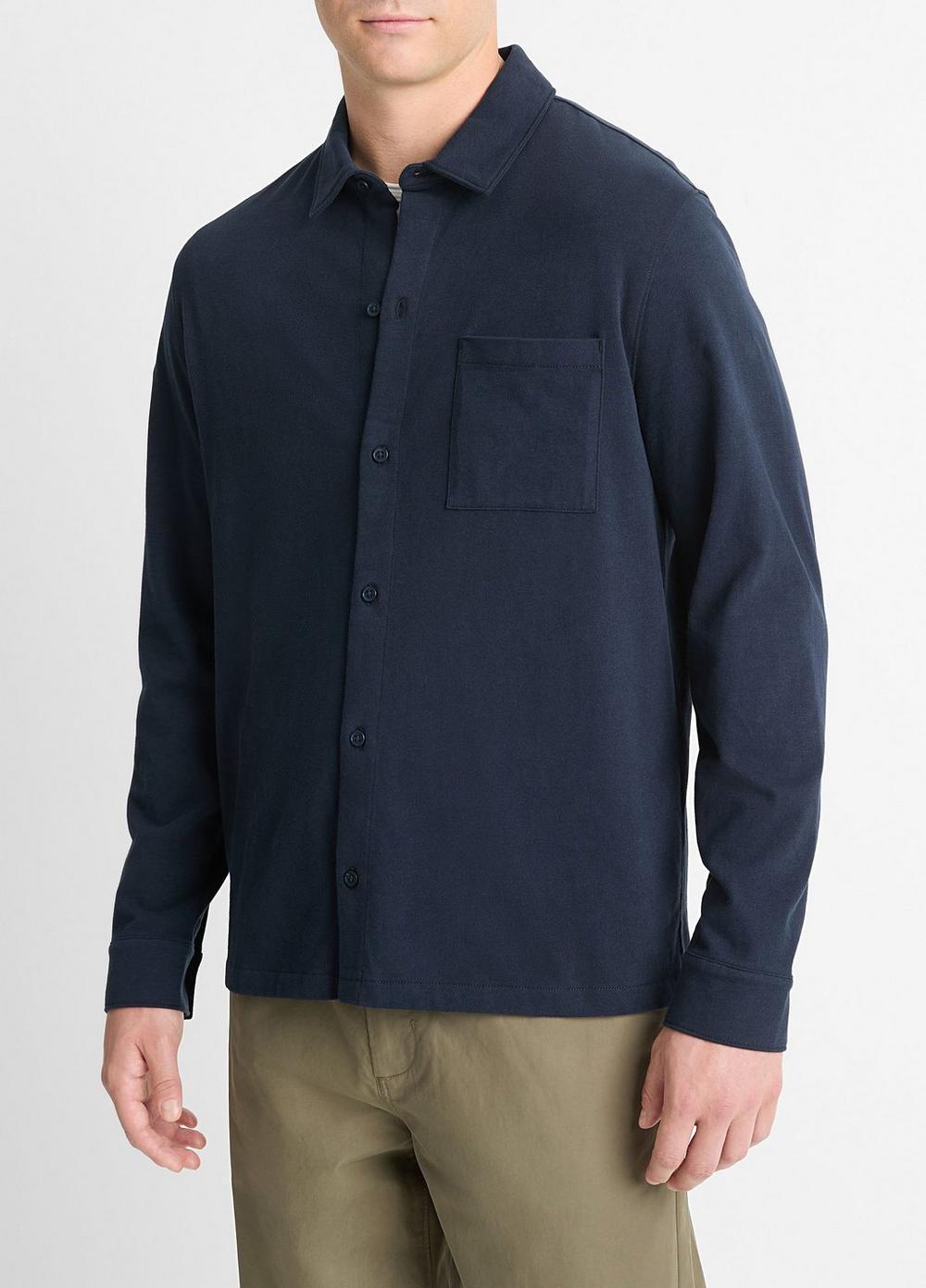 Sueded Cotton Jersey Button-Front Shirt Product Image