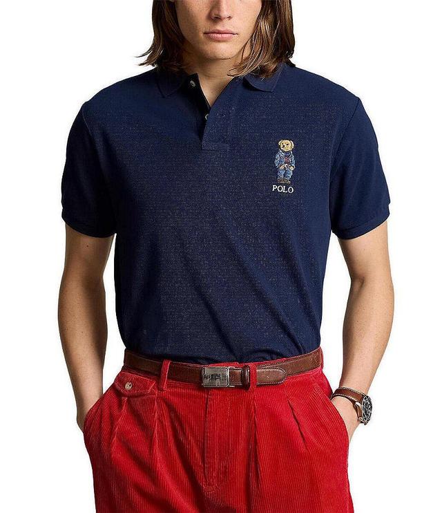 Polo Ralph Lauren Denim Bear Short Sleeve Mesh Polo Shirt Product Image