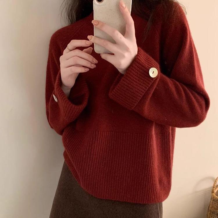 Bell Sleeve Plain Loose-Fit Sweater Product Image