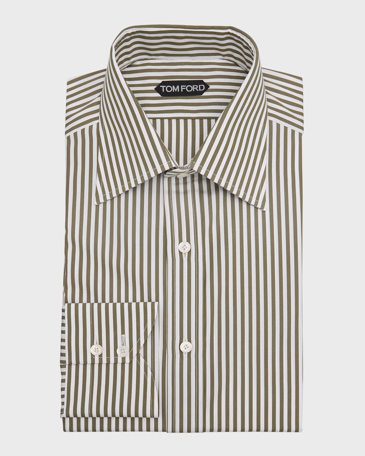 Mens Cotton Baton Stripe Slim-Fit Dress Shirt Product Image