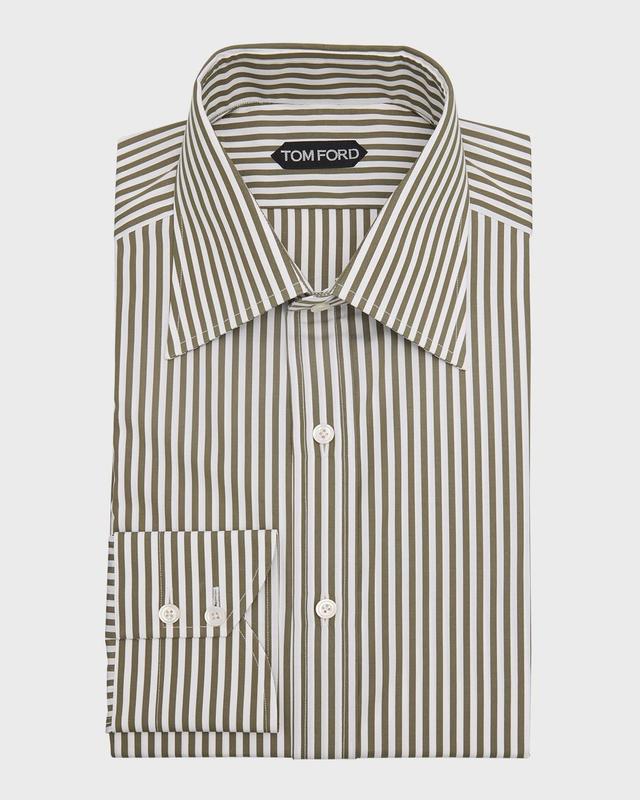 Mens Cotton Baton Stripe Slim-Fit Dress Shirt Product Image