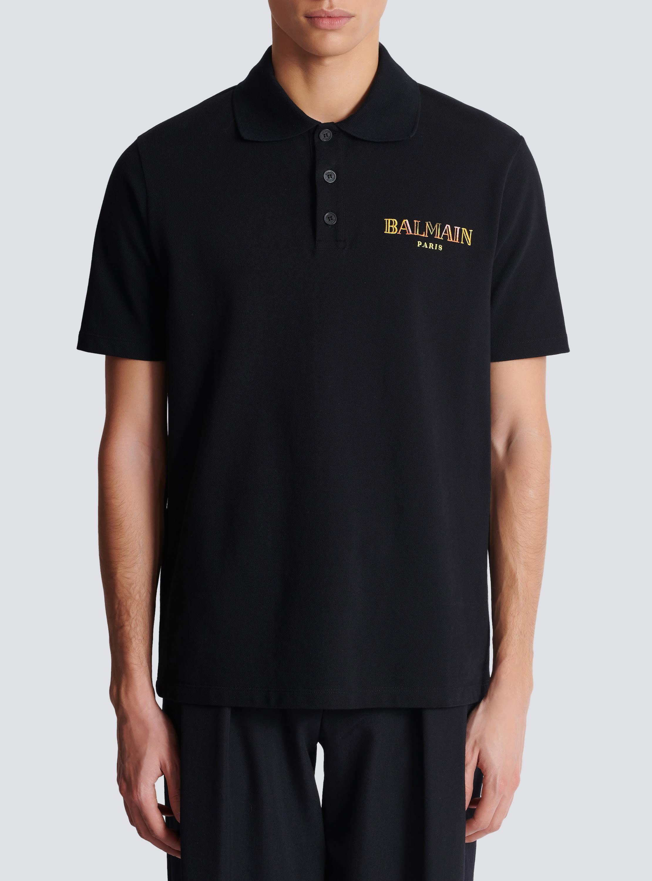 Vintage Balmain embroidered cotton polo shirt Product Image