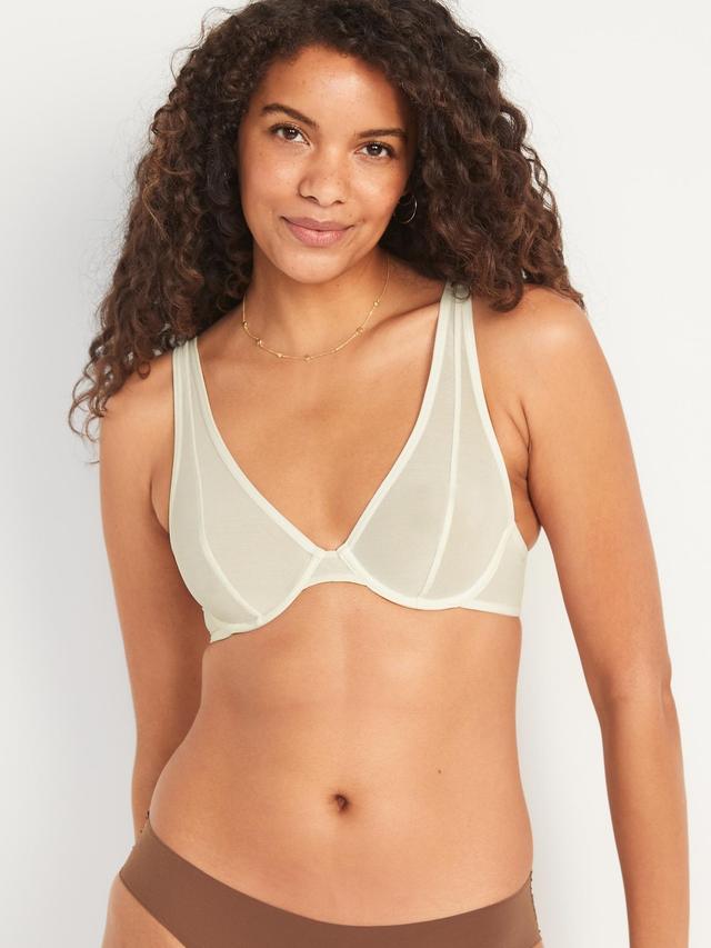 Mesh Unlined Underwire Plunge Bra Product Image