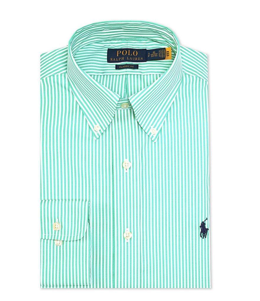 Polo Ralph Lauren Classic Fit Button Down Collar Striped Poplin Dress Shirt Product Image