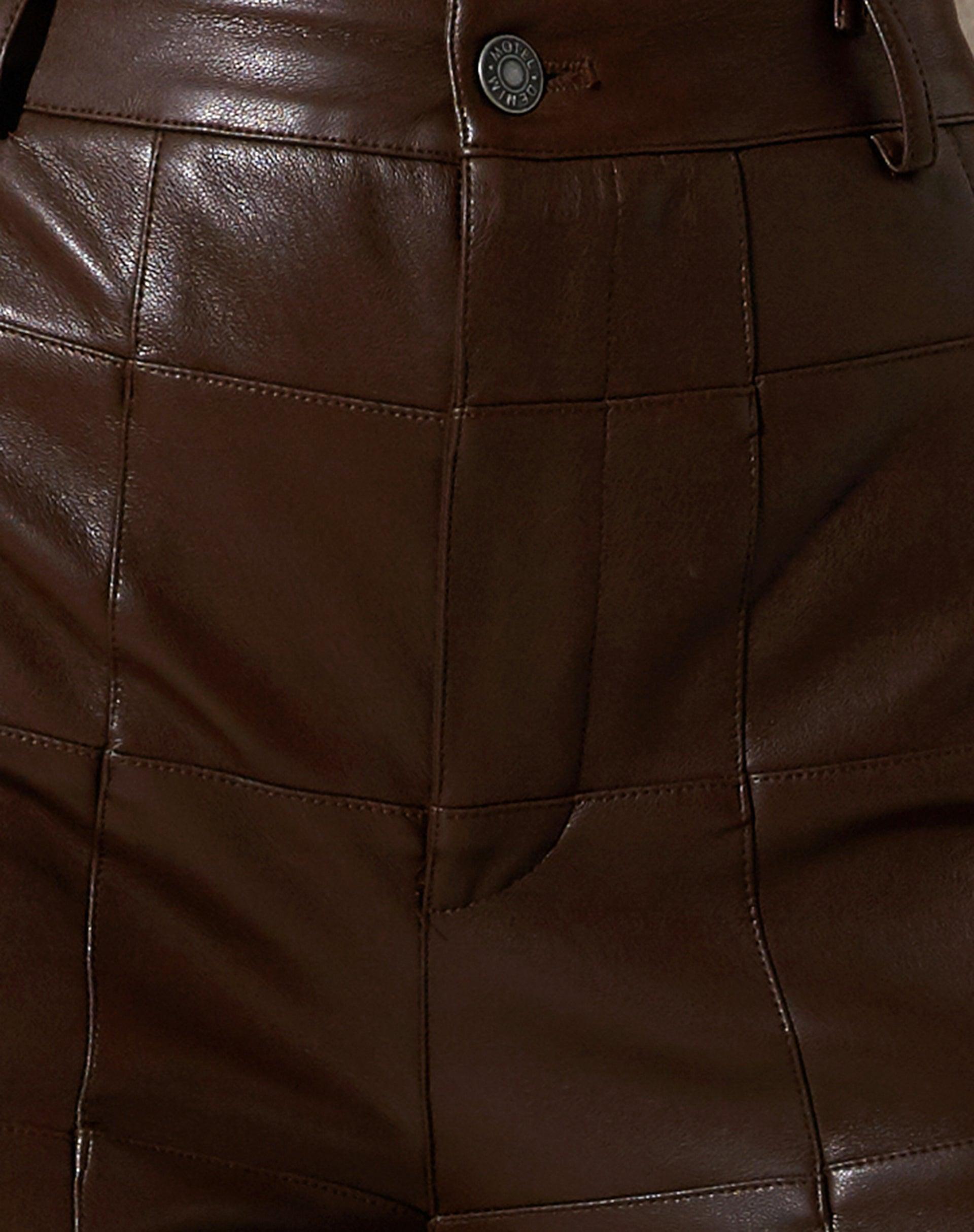 Zolo Trouser in PU Patchwork Choco Brown Product Image