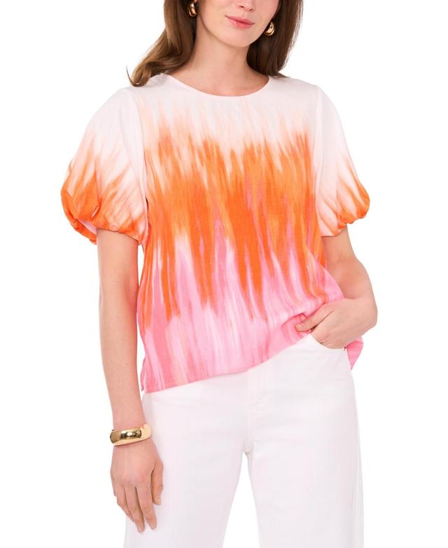 Vince Camuto Womens Tie-Dye Puff-Sleeve Top Product Image