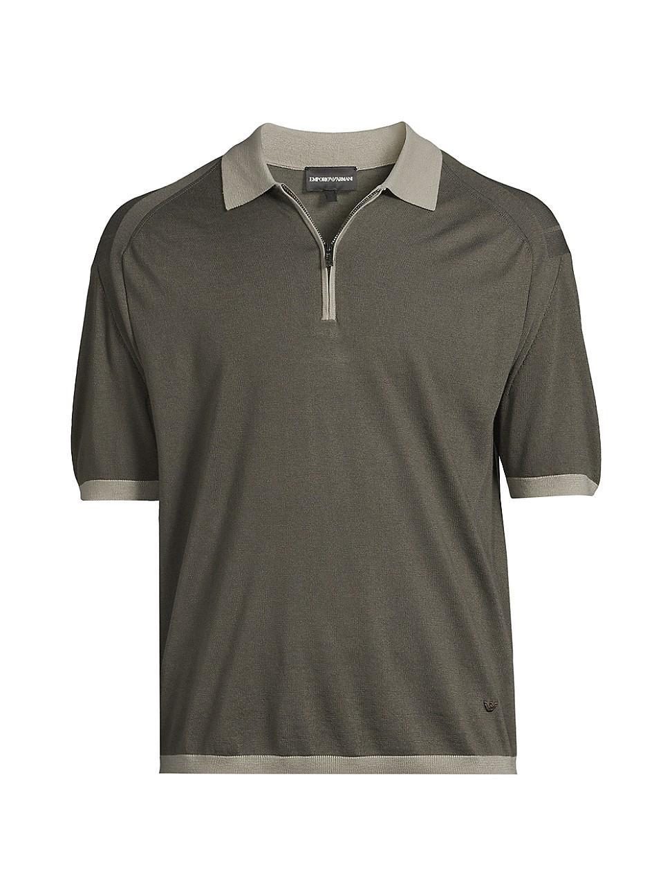 Mens Wool-Blend Quarter-Zip Knit Polo Shirt Product Image