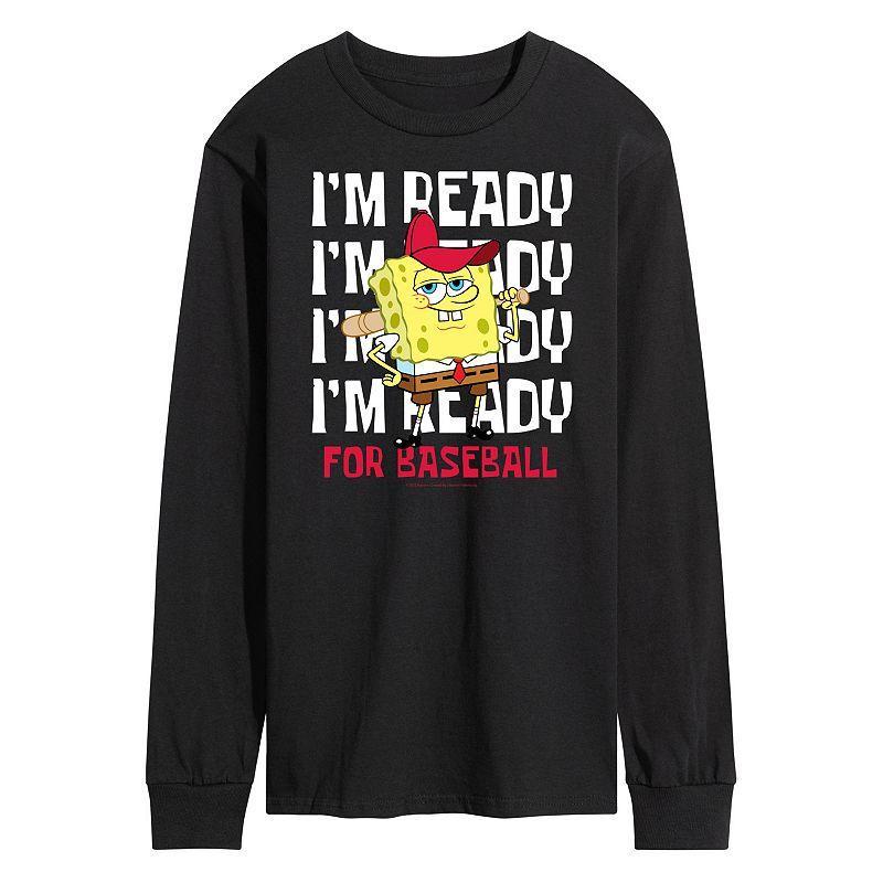 Mens Nickelodeon SpongeBob SquarePants Ready For Baseball Long Sleeve Graphic Tee Product Image