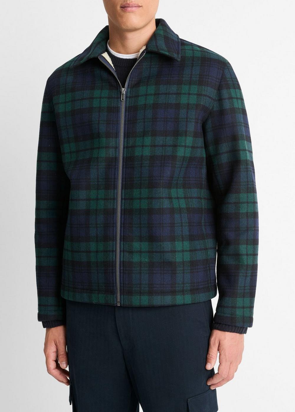 Sherpa-Lined Plaid Shirt Jacket Product Image