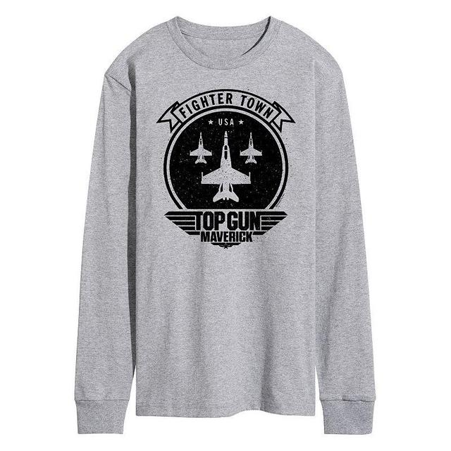 Mens Top Gun Maverick Fighter Town Long Sleeve Tee Med Grey Product Image