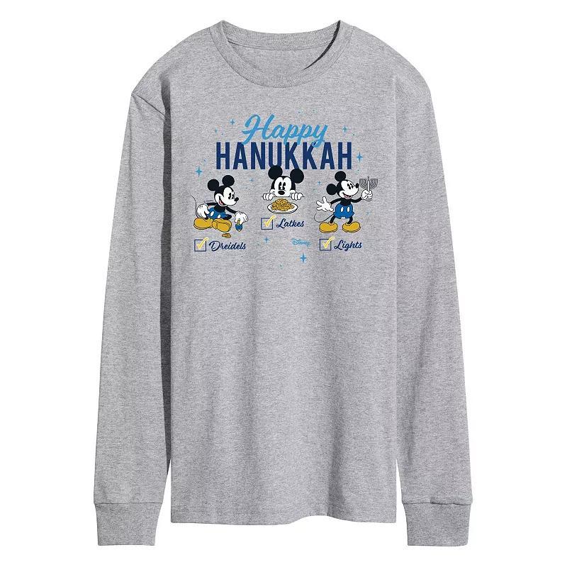 Disneys Mickey Mouse Mens Happy Hanukkah Long Sleeve Graphic Tee Product Image