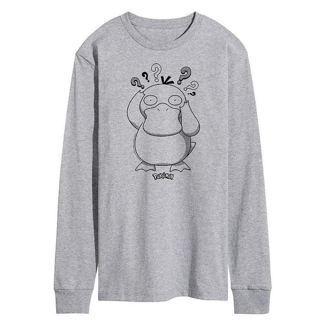 Mens Pokmon Psyduck Long Sleeve Tee Athletic Grey Product Image