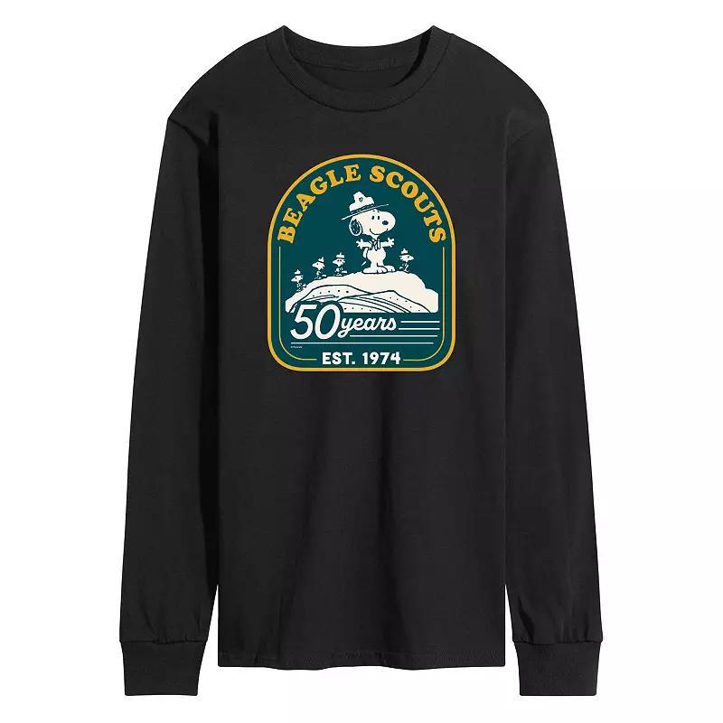 Mens Peanuts Beagle Scout 50 Year Mountain Long Sleeve Graphic Tee Product Image