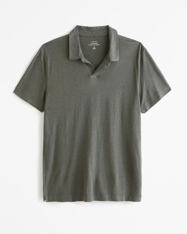 Summer Linen-Blend Johnny Collar Polo Product Image