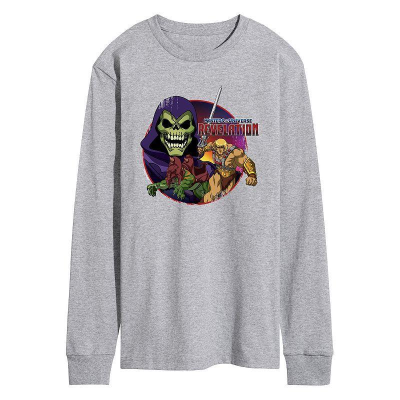 Mens He-Man Masters of the Universe Long Sleeve Graphic Tee Athletic Grey Product Image