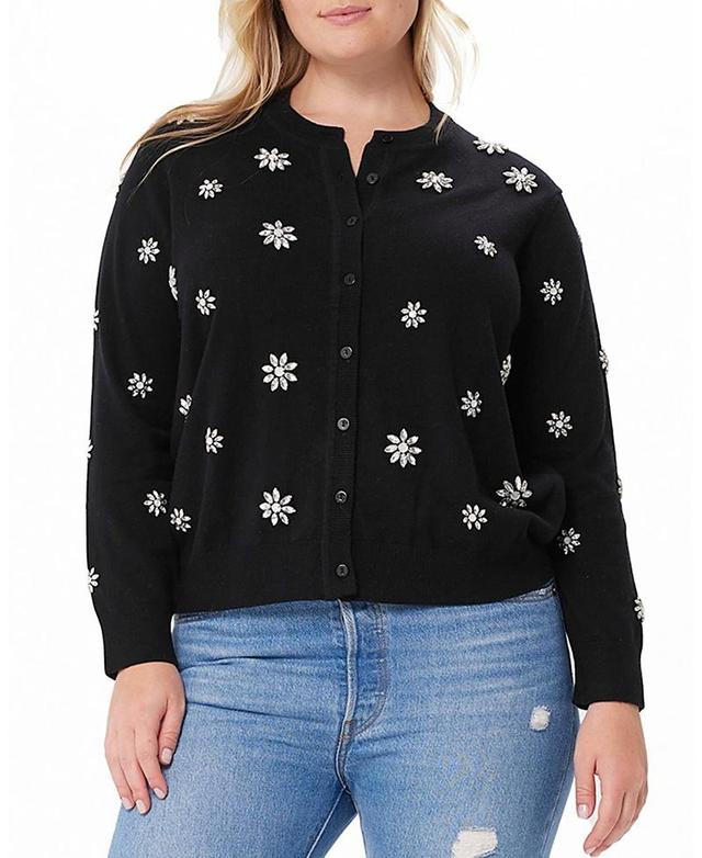 Minnie Rose Cotton Crewneck Gem Cardigan Product Image