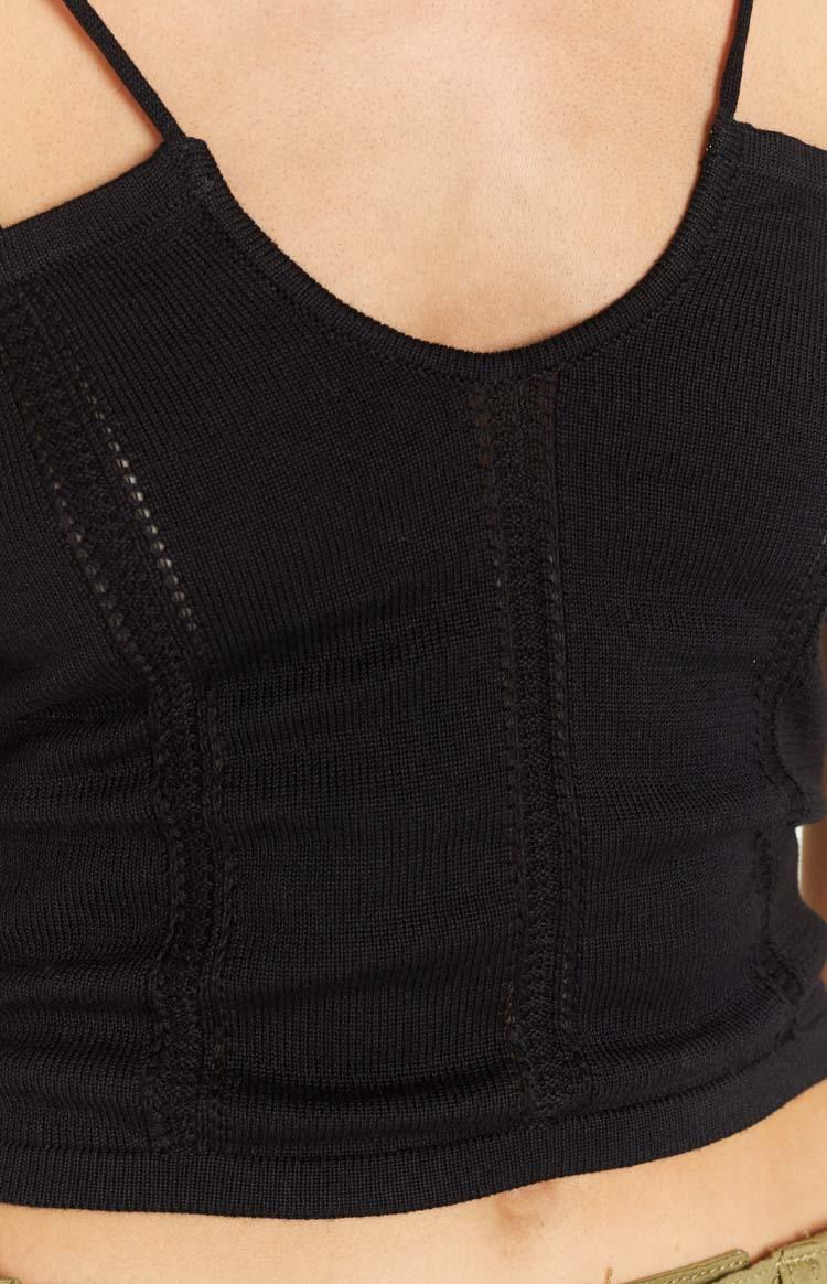 Chloe Black Knit Crop Top Product Image