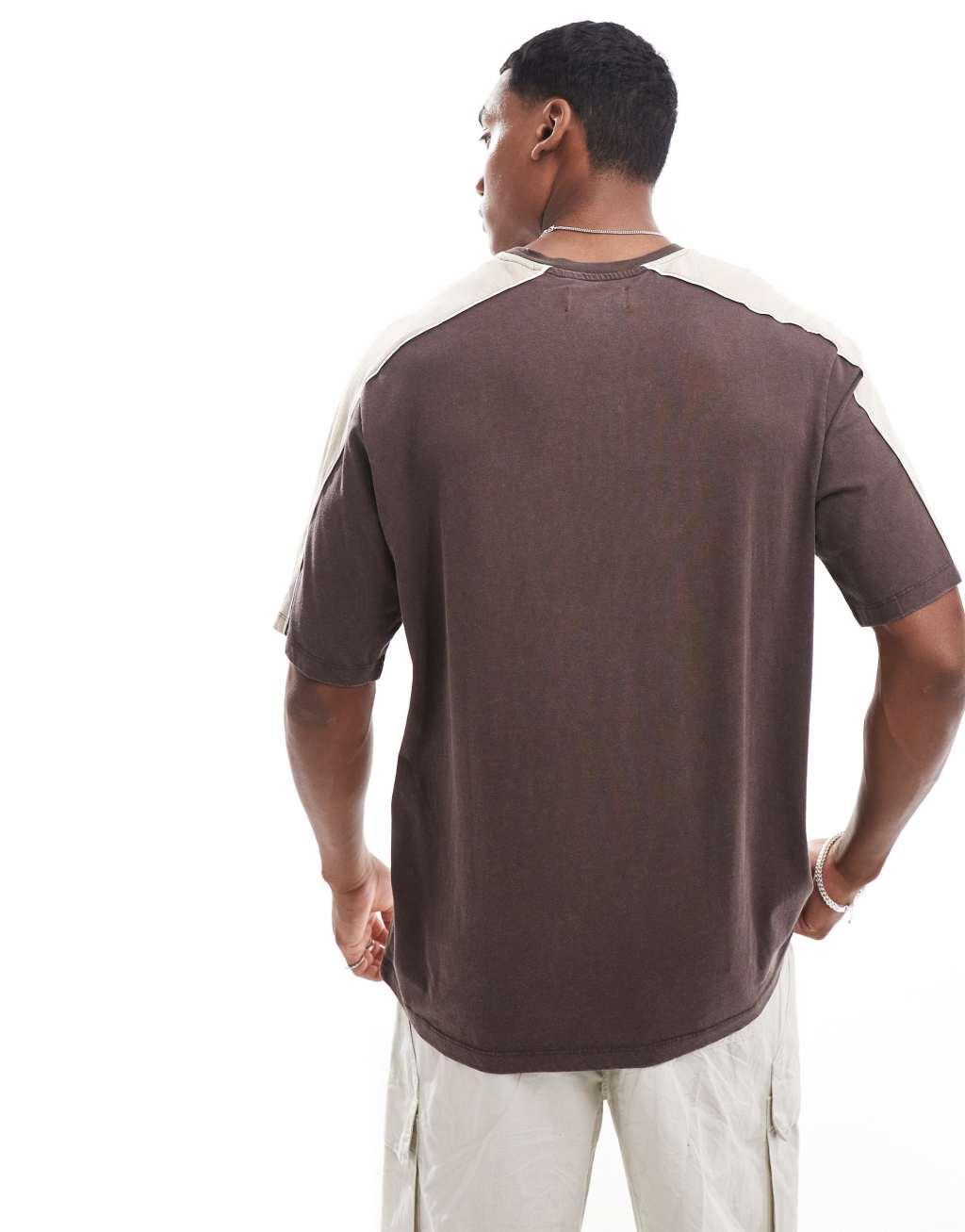 ADPT oversized motorsports t-shirt in brown Product Image