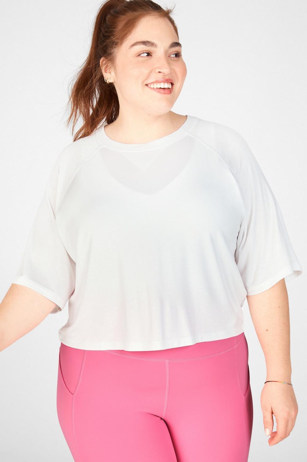 Fabletics Loveday Short-Sleeve Raglan Tee Womens white plus Size 4X Product Image