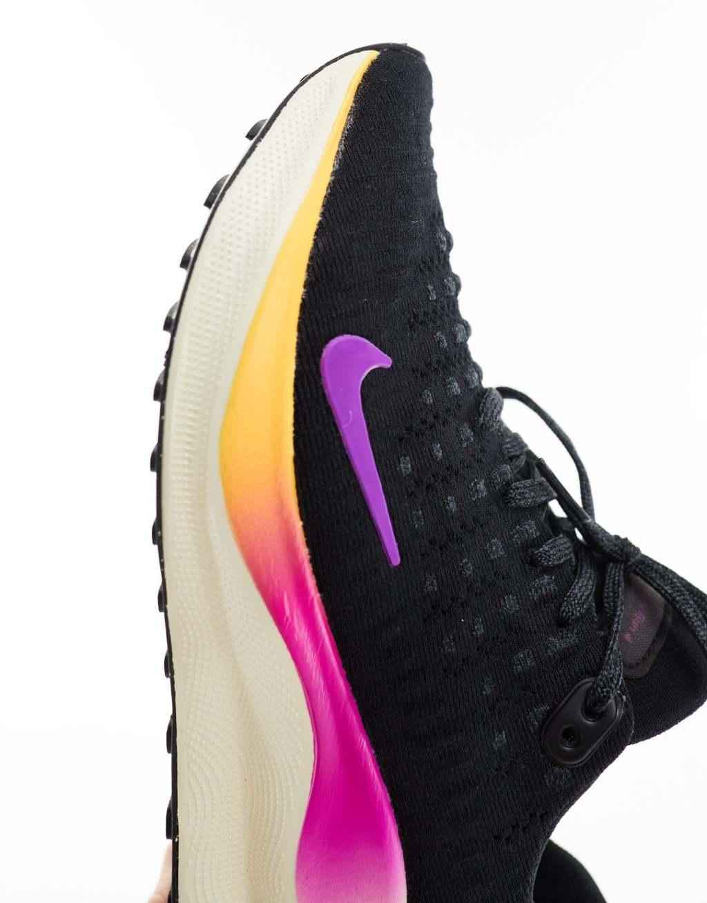 Nike Running ReactX Infinity Run 4 sneakers in black and violet Product Image