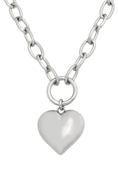 Puffy Heart Pendant Necklace In Rhodium Product Image