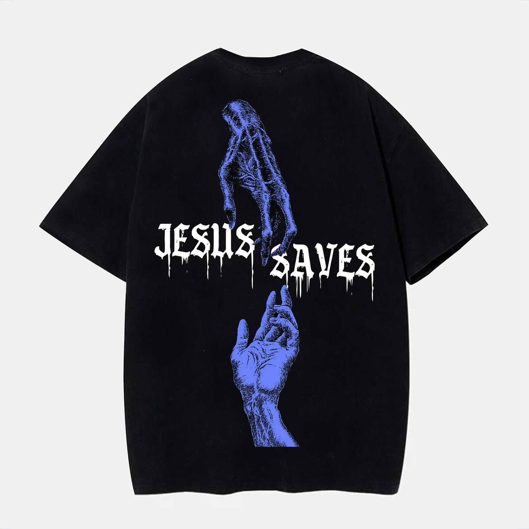 Men's Jesus Saves Unisex Printed Cotton T-Shirt Product Image