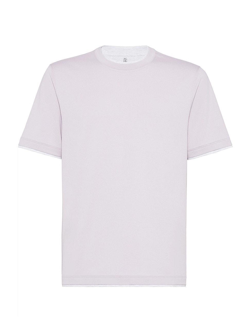 Mens Cotton Jersey Crewneck T-Shirt with Faux Layering Product Image