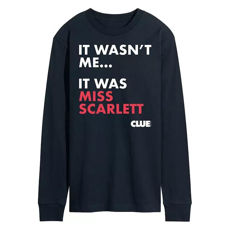 Mens Clue It Was Miss Scarlett Long Sleeve Graphic Tee by Hasbro Blue Product Image