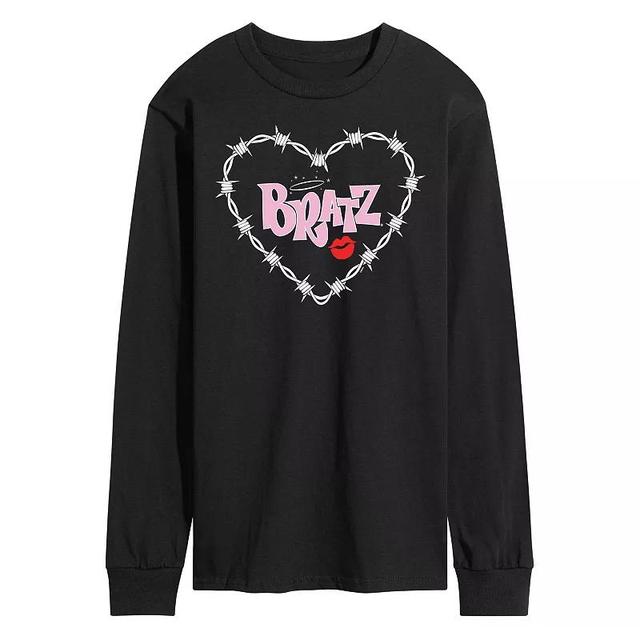 Mens Bratz Barbed Wire Heart Long Sleeve Graphic Tee Black Product Image