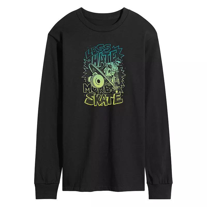 Mens Retro Less Hate More Skate Long Sleeve Graphic Tee Blue Product Image