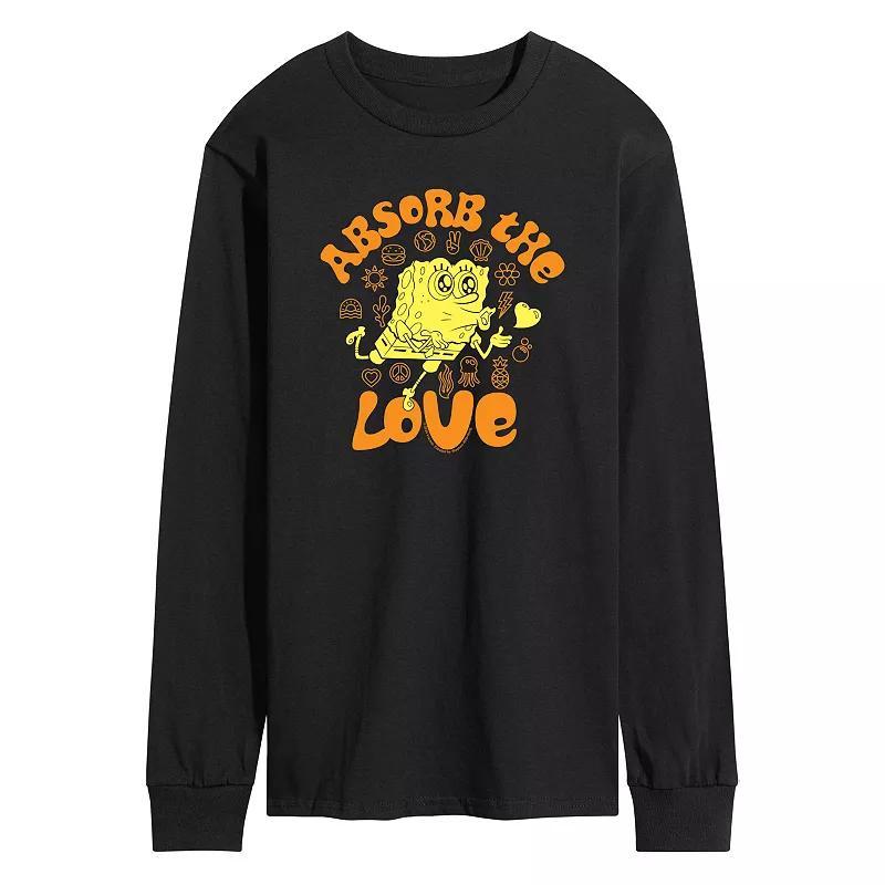 Mens SpongeBob SquarePants Absorb The Love Long Sleeve Graphic Tee Blue Product Image