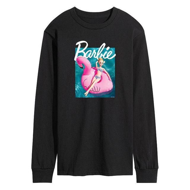 Mens Barbie Pool Flamingo Long Sleeve Graphic Tee Product Image