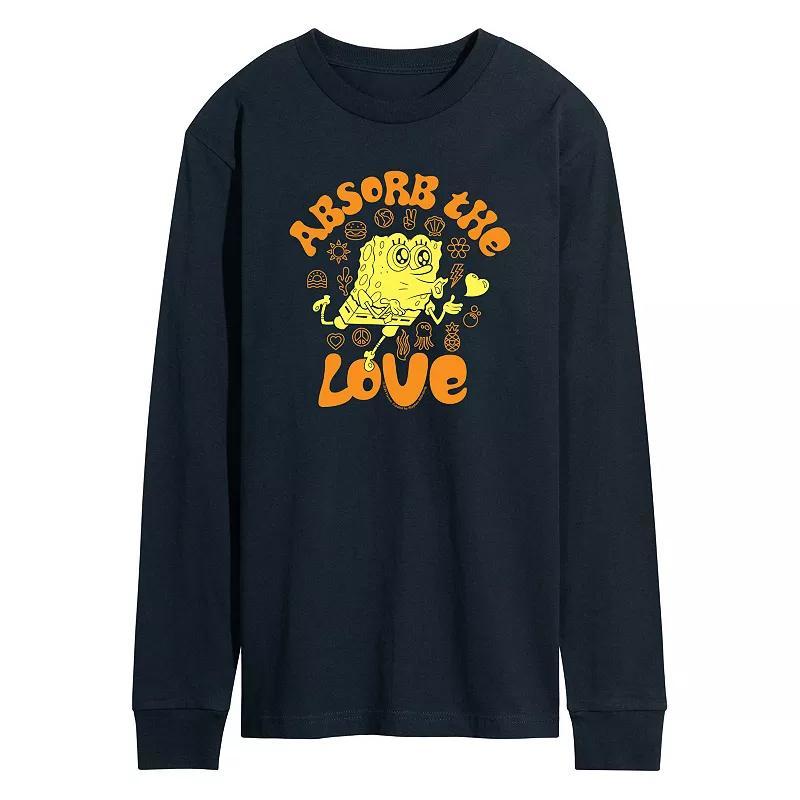 Mens SpongeBob SquarePants Absorb The Love Long Sleeve Graphic Tee Blue Product Image