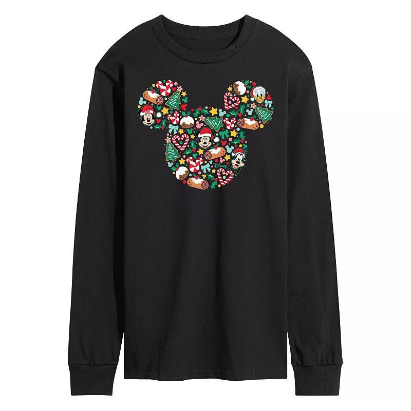 Disneys Mickey Mouse Mens Hanukkah Long Sleeve Graphic Tee Blue Product Image