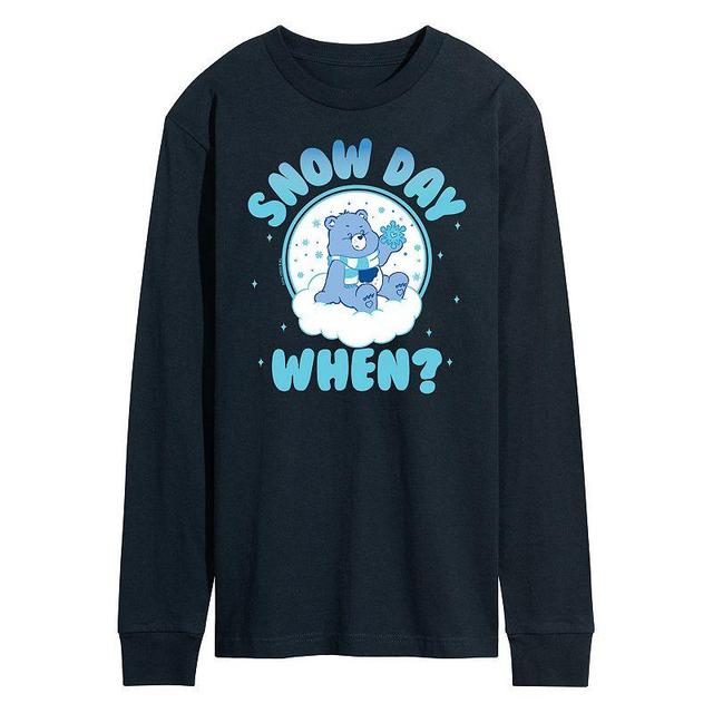 Mens Care Bears Snow Day When Long Sleeve Graphic Tee Blue Product Image