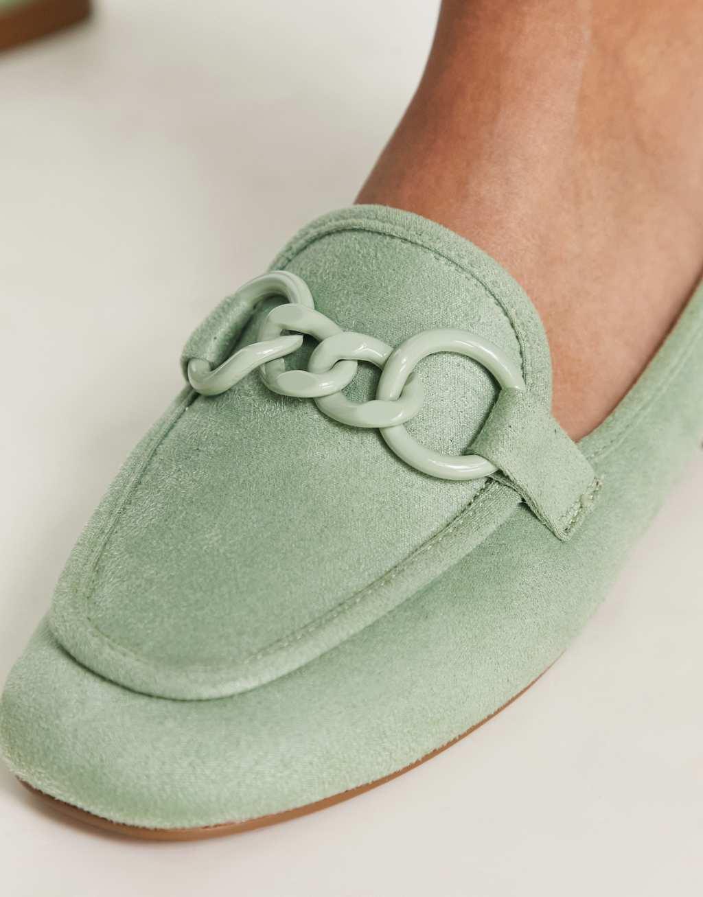 ASOS DESIGN Modern loafer with chain in sage green Product Image