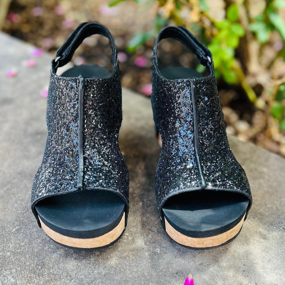 Black Glittered Comfort Wedges Product Image