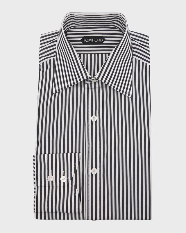 Mens Cotton Twill Slim-Fit Stripe Dress Shirt Product Image