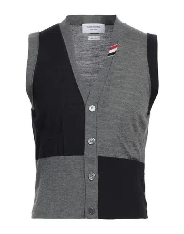 THOM BROWNE Man Cardigan Midnight Blue Size 4 Virgin Wool, Polyamide Product Image