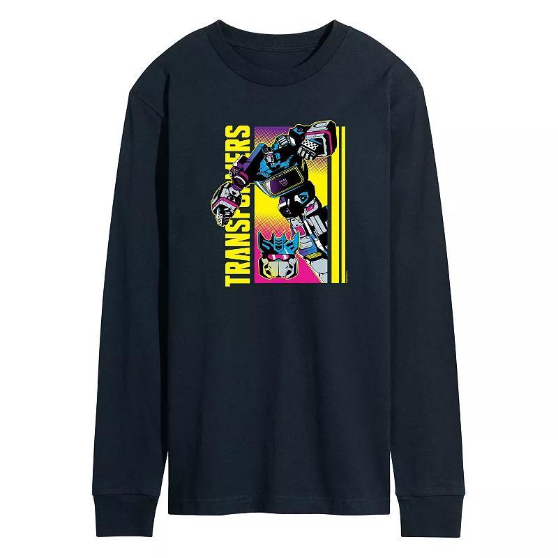 Mens Transformers Halftone Decpticon Long Sleeve Graphic Tee Blue Product Image