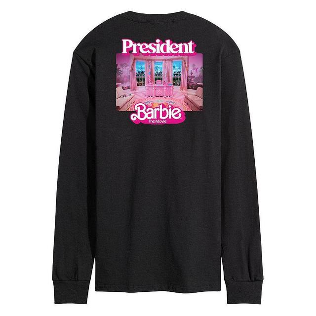 Mens Barbie The Movie President Barbie Long Sleeve Graphic Tee Black Product Image