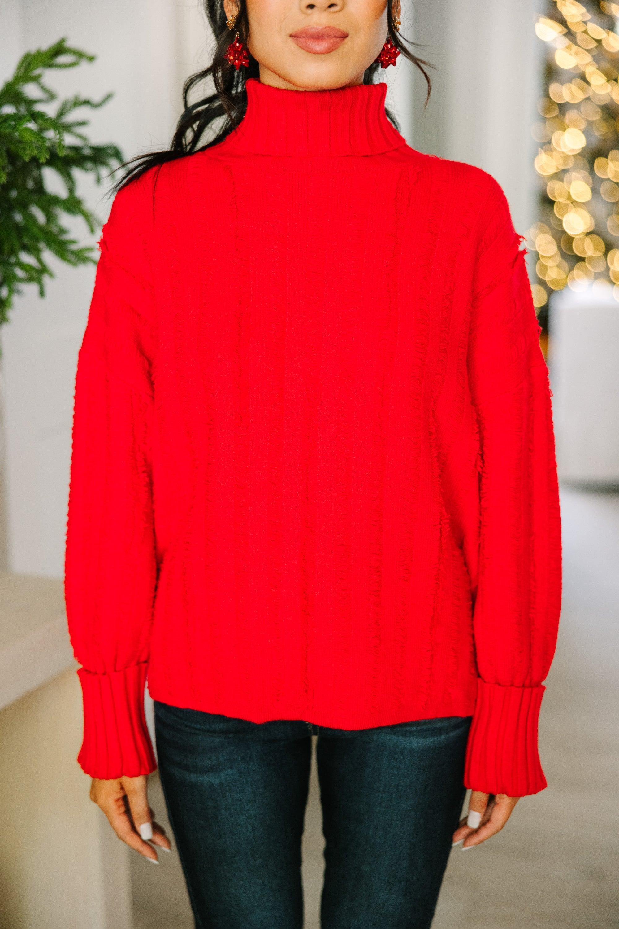 Start The Conversation Red Fringe Sweater Female Product Image